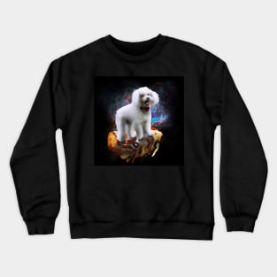 Galaxy Space Poodle Dog On Pizza Crewneck Sweatshirt